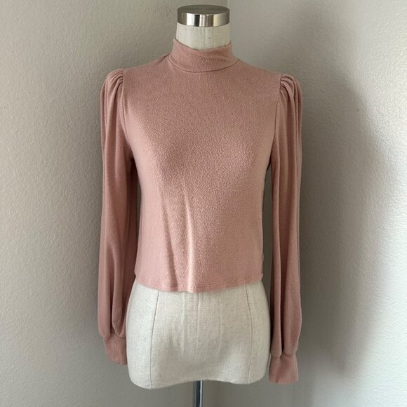 Reformation Mock Neck Pullover Sweater Pleated Long Balloon Sleeves Made In USA - Picture 3 of 15